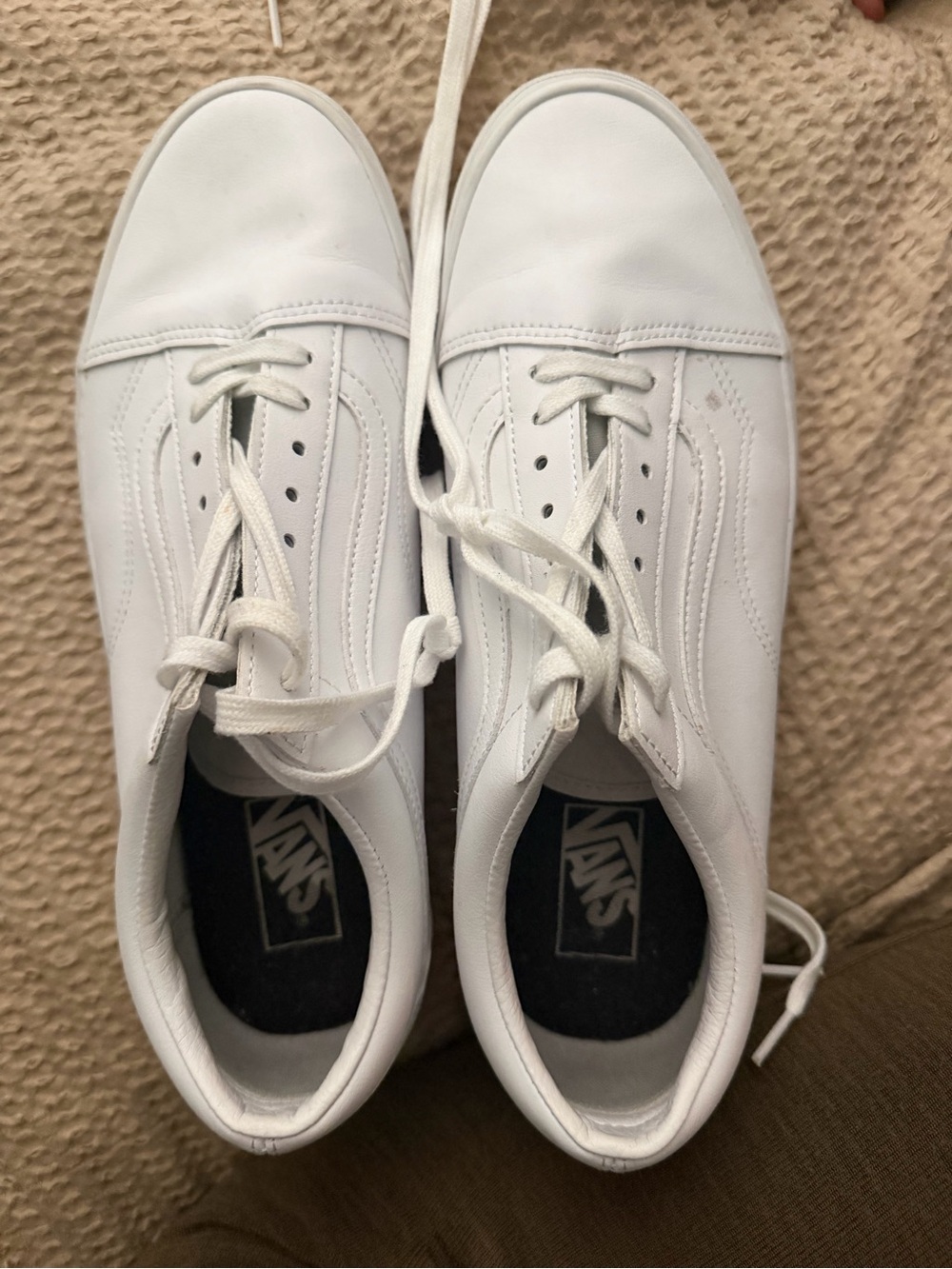 Vans White Leather Low-Top Sneakers